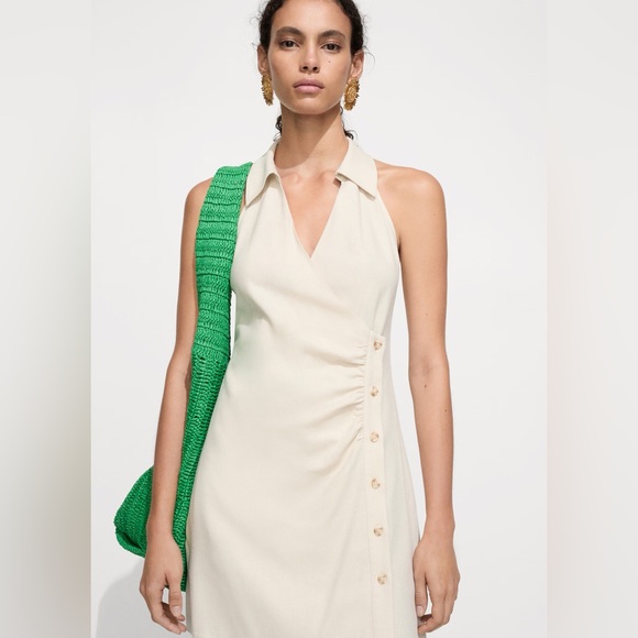 Mango Dresses & Skirts - Mango Cream wrap shirt dress NWT